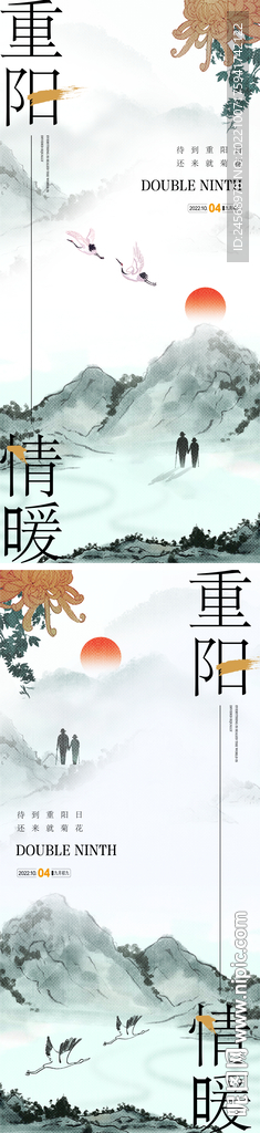 重阳节海报  菊花敬老