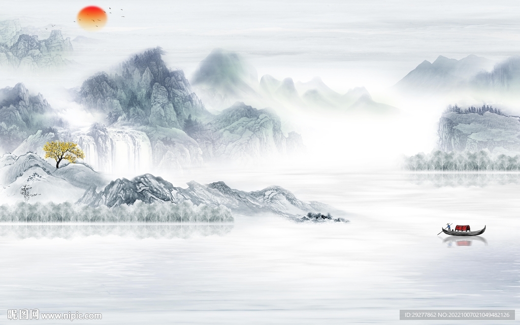 客厅意境中式山水 TiF分层