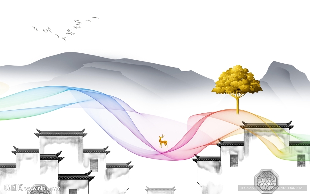 人气意境中式山水 TiF分层