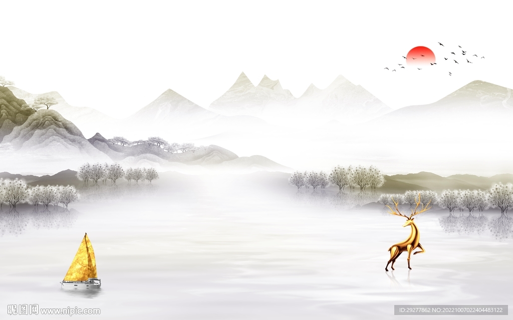 最新意境中式山水 TiF分层