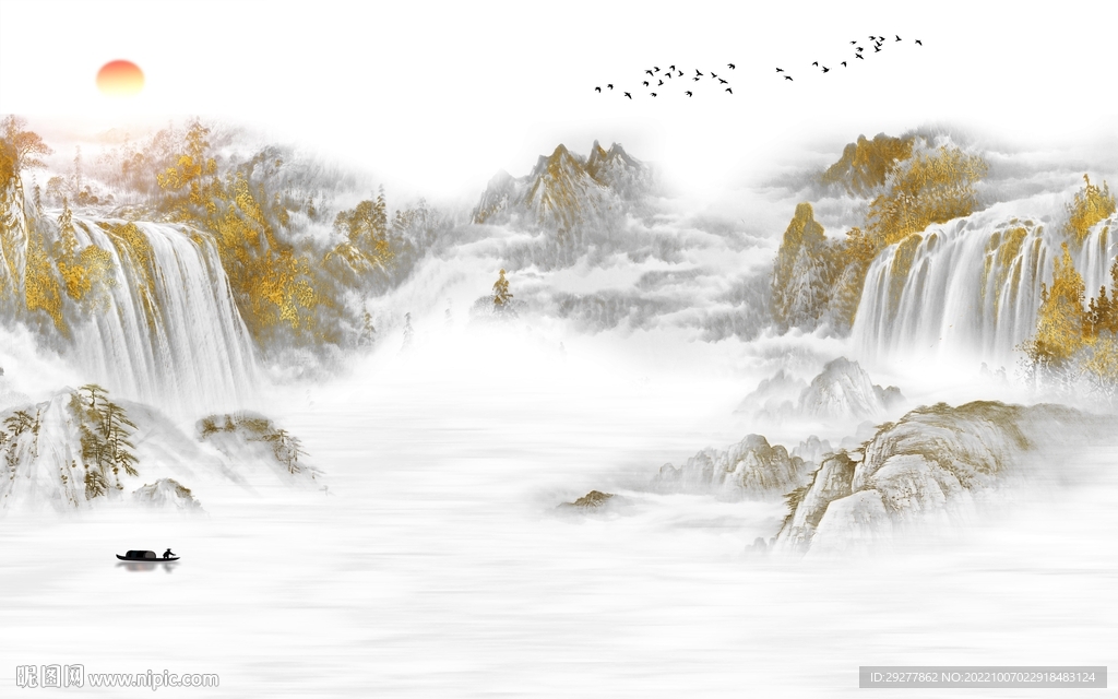 高档意境中式山水 TiF分层