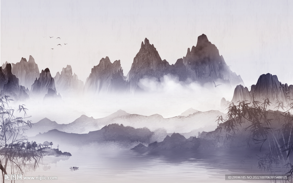 客厅高档新山水画 TIf分层