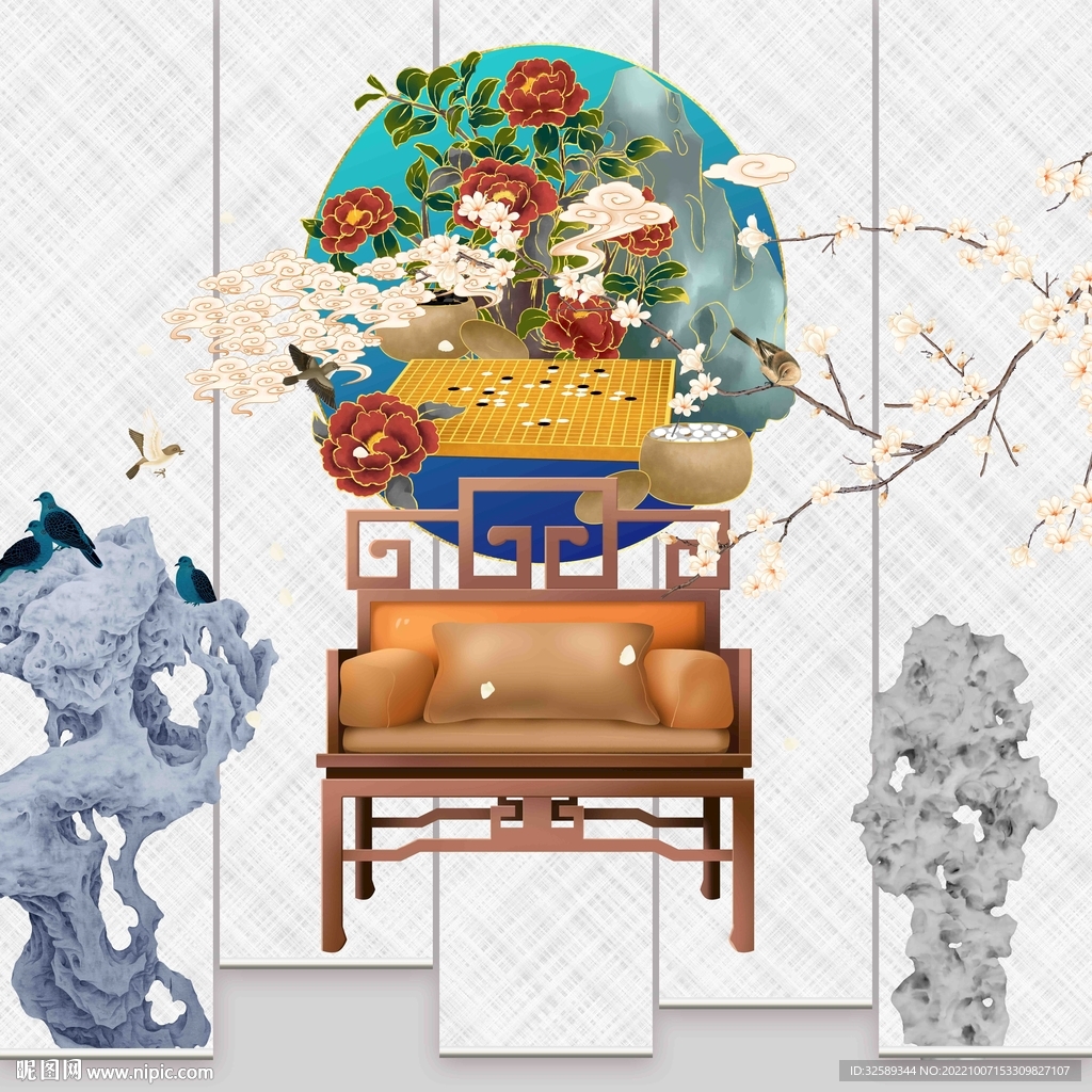 新中式垂帘门帘卷帘