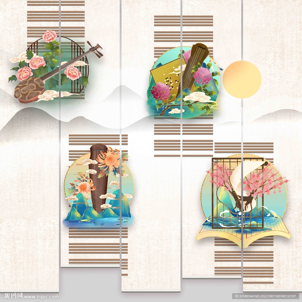 新中式垂帘门帘卷帘 