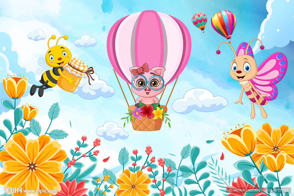 卡通儿童房背景墙