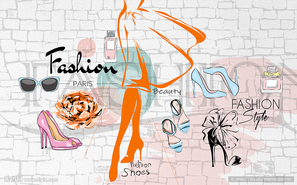 砖墙时尚鞋子工装背景墙