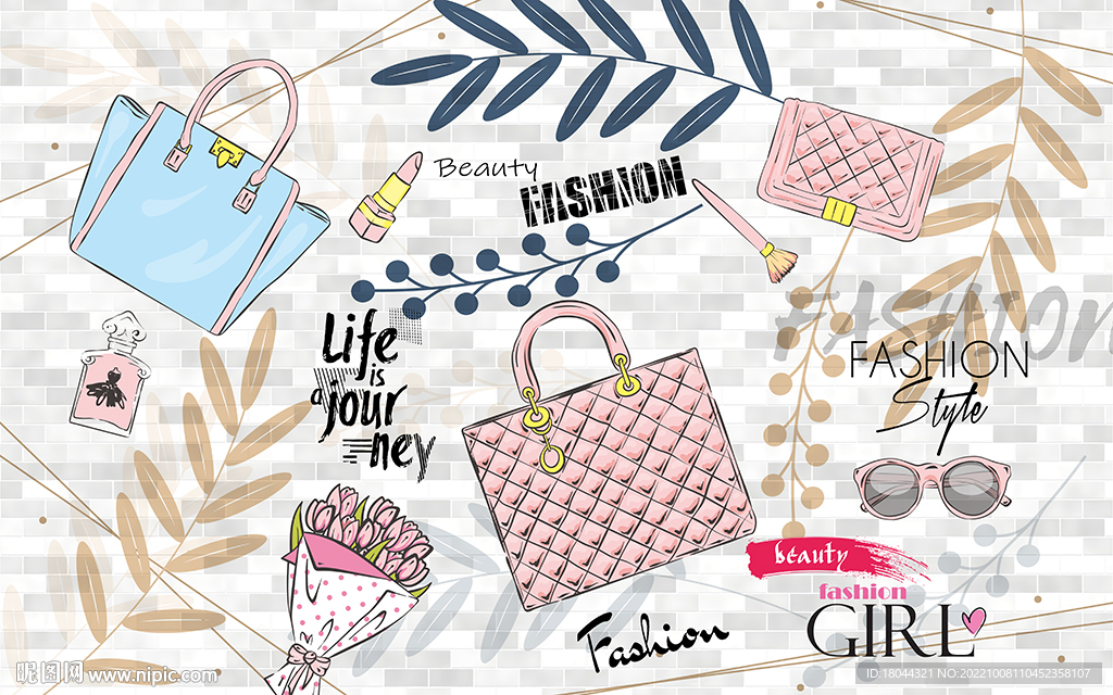 北欧简约砖墙包包工装背景墙