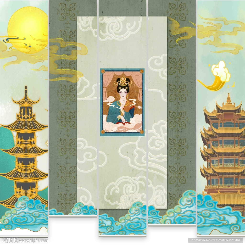 新中式垂帘门帘卷帘 