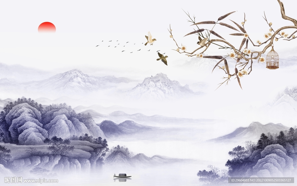 简约客厅意境山水 TIf分层