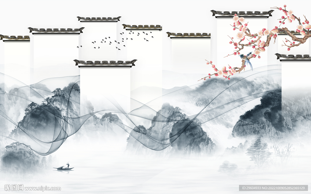 新款客厅意境山水 TIf分层