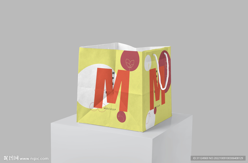 彩色时尚优雅宽购物袋手提样机