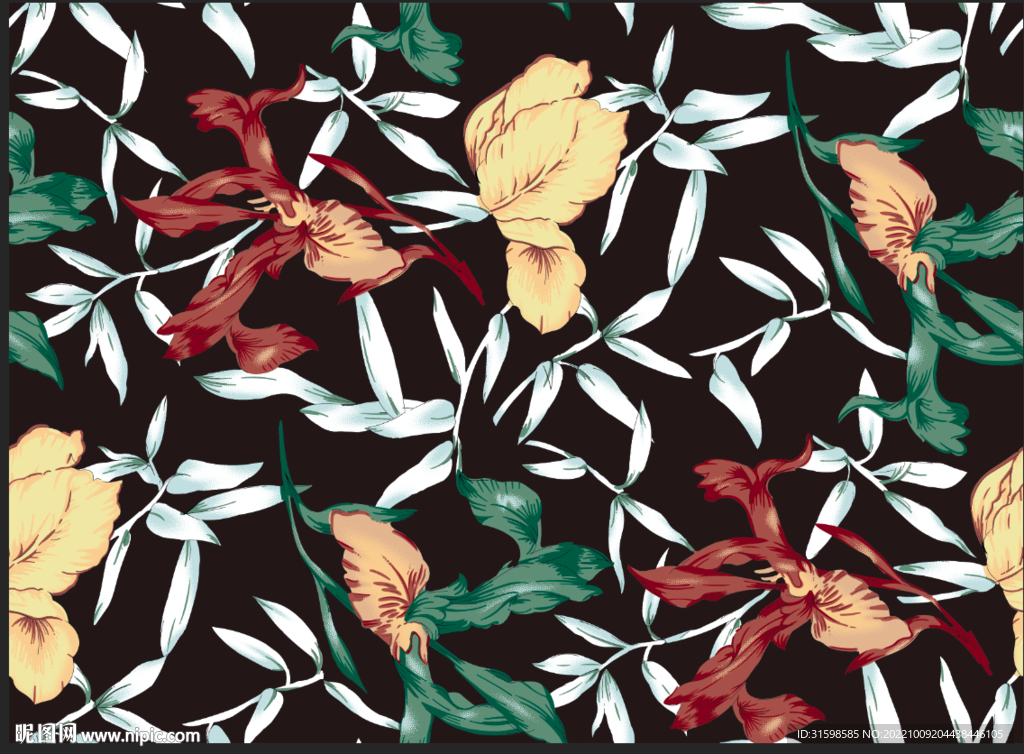 大牌数码印花 叶子