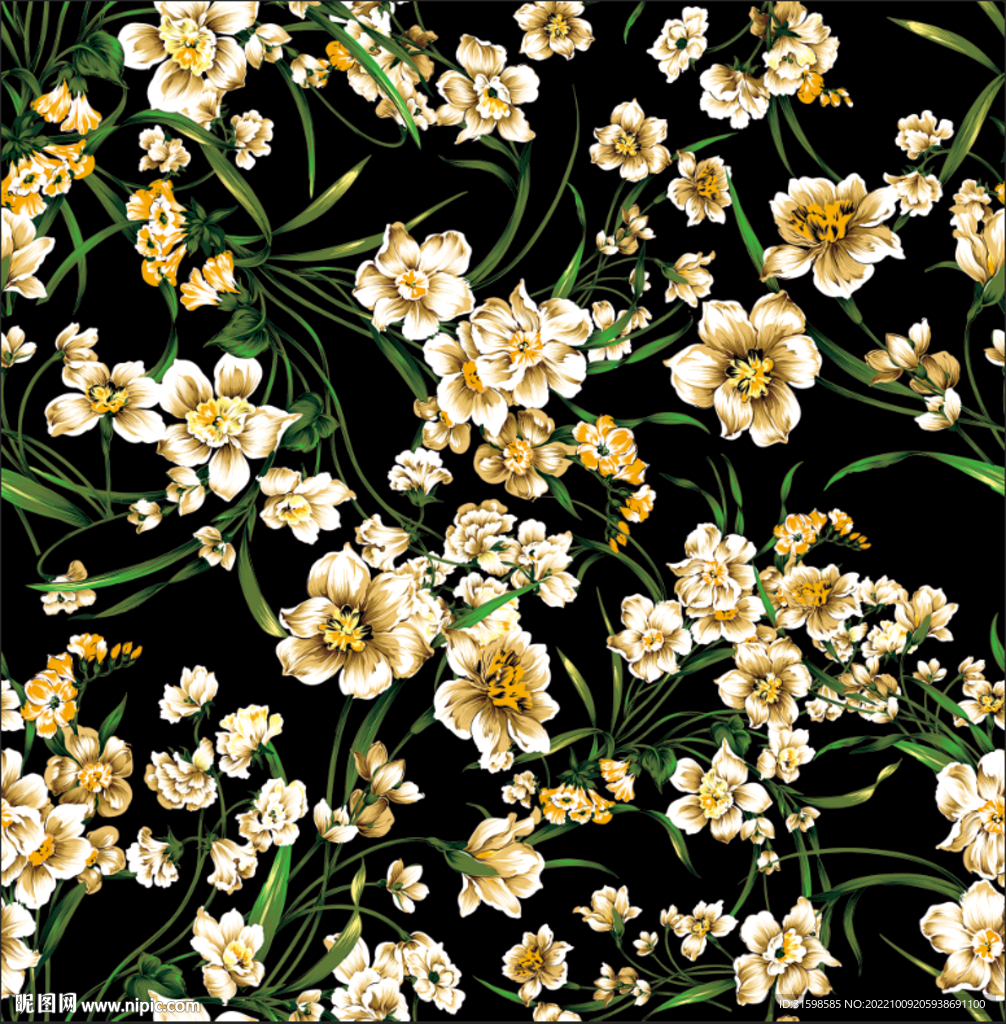 大牌数码印花 手绘花