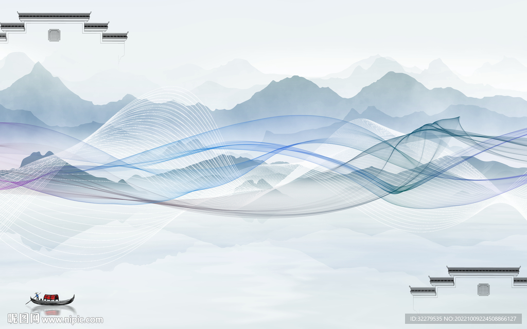 大气 爆款中式山水 TIf分层