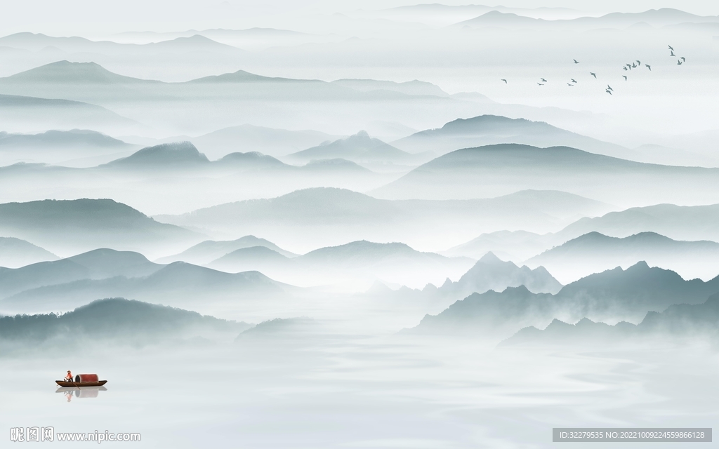 简约 爆款中式山水 TIf分层