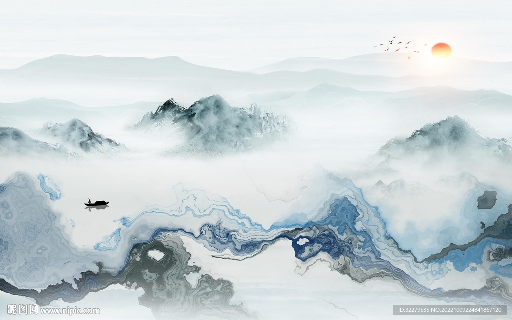 现代 爆款中式山水 TIf分层