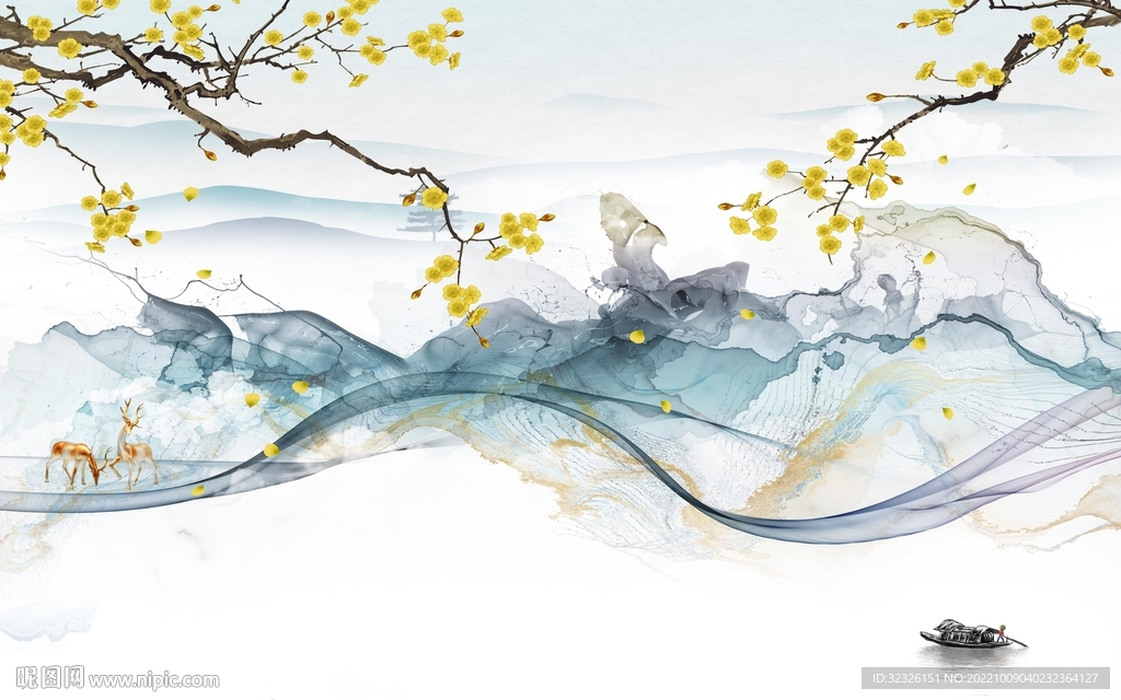 现代中式最新山水 tif分层