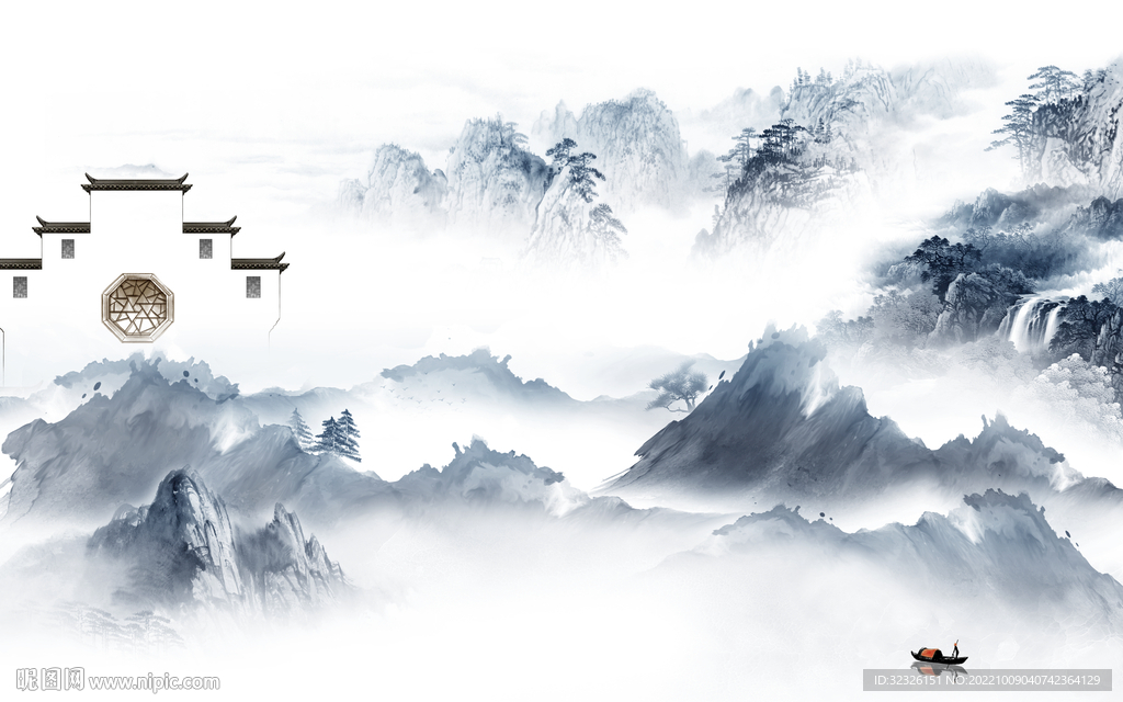 大气中式最新山水 tif分层