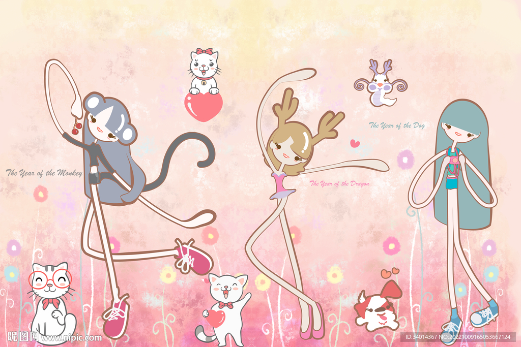 卡通人物猫背景墙