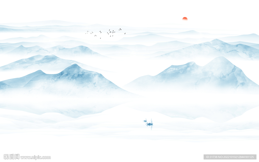 中国风意境山水新画 tif分层