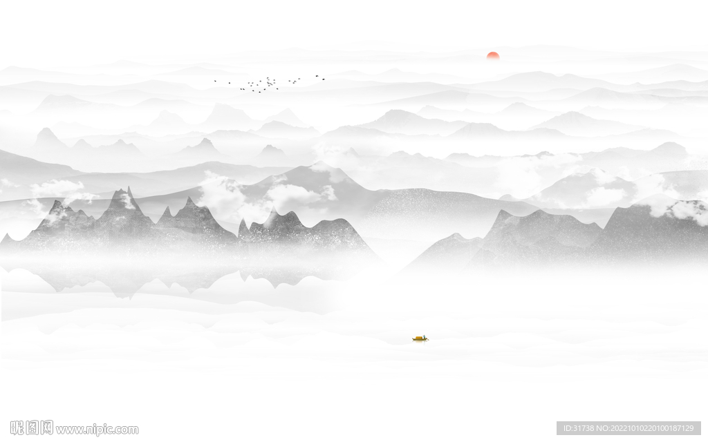 最新意境山水新画 Tif分层