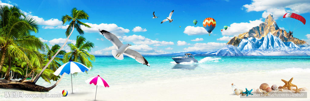 蓝天白云大海沙滩