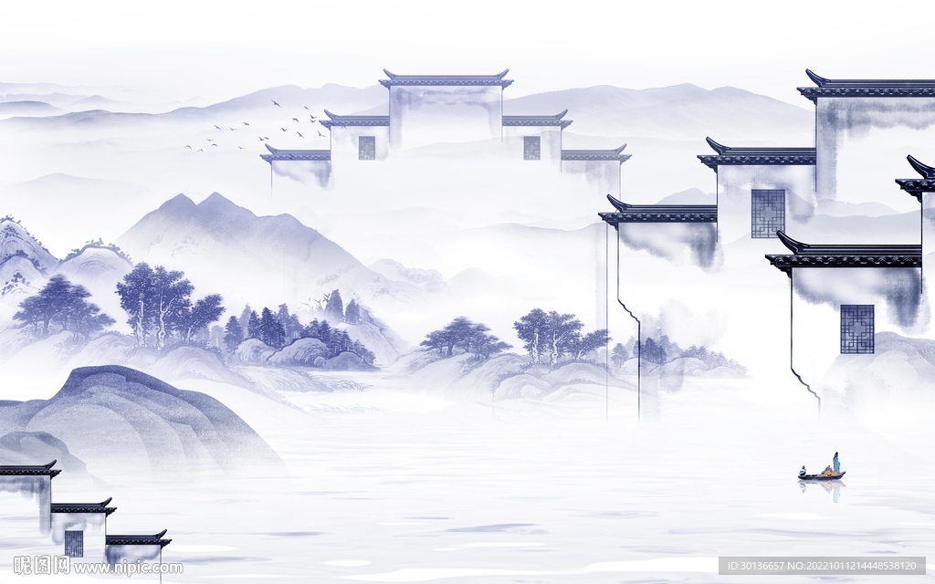 中式意境新品山水 tif分层