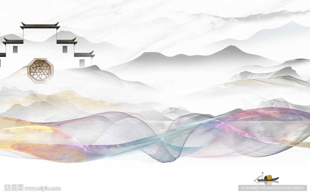 简约 意境新品山水 tif分层