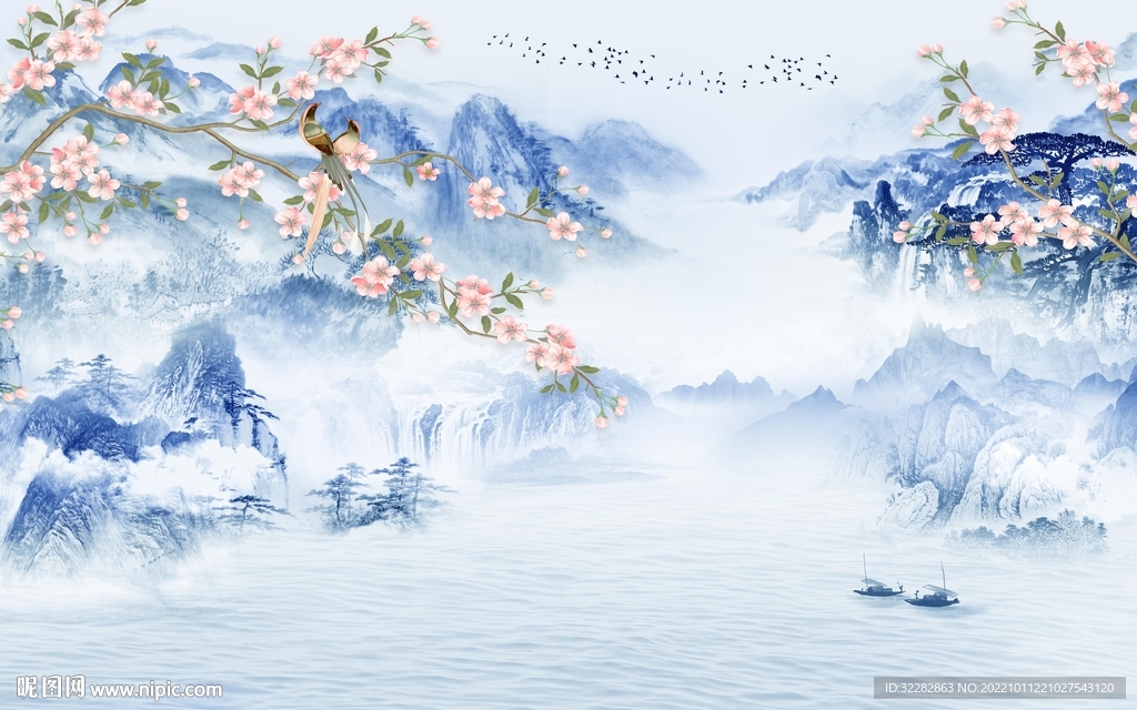 客厅新上架山水画 tIf分层