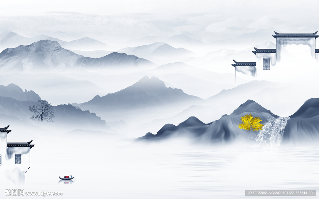 新中式新上架山水画 tIf分层