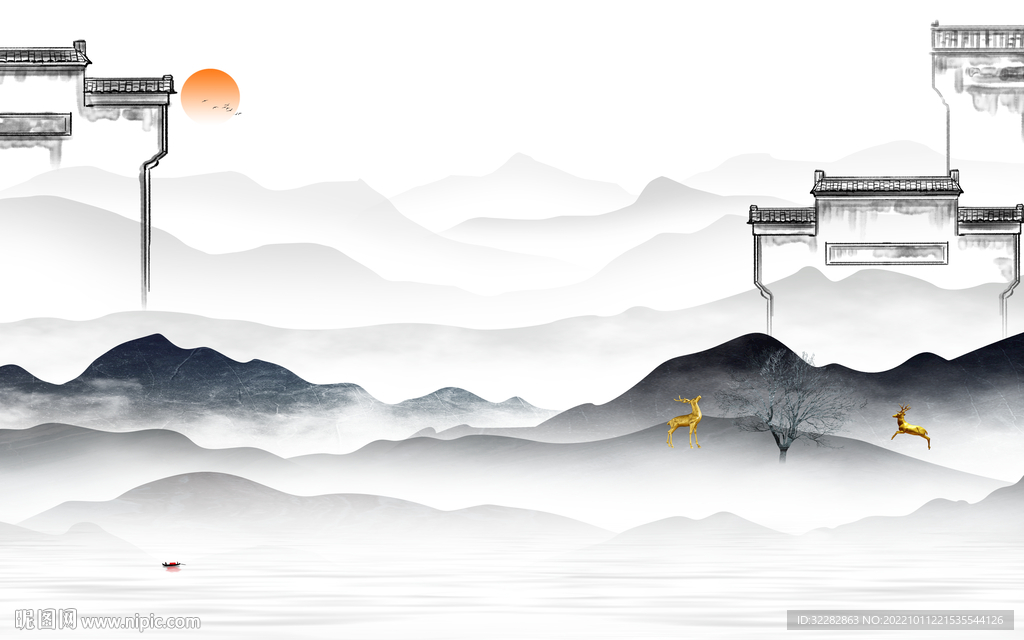 中式新上架山水画 tIf分层