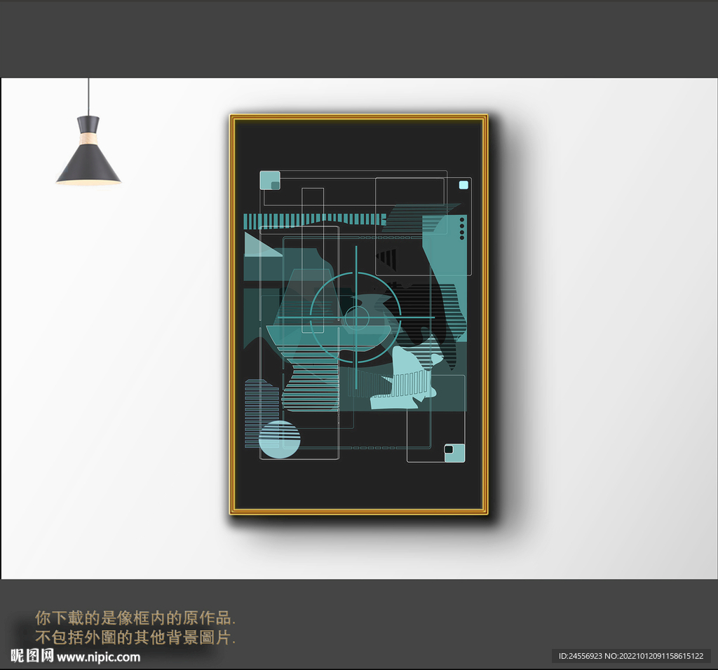 现代抽象线条色块装饰画