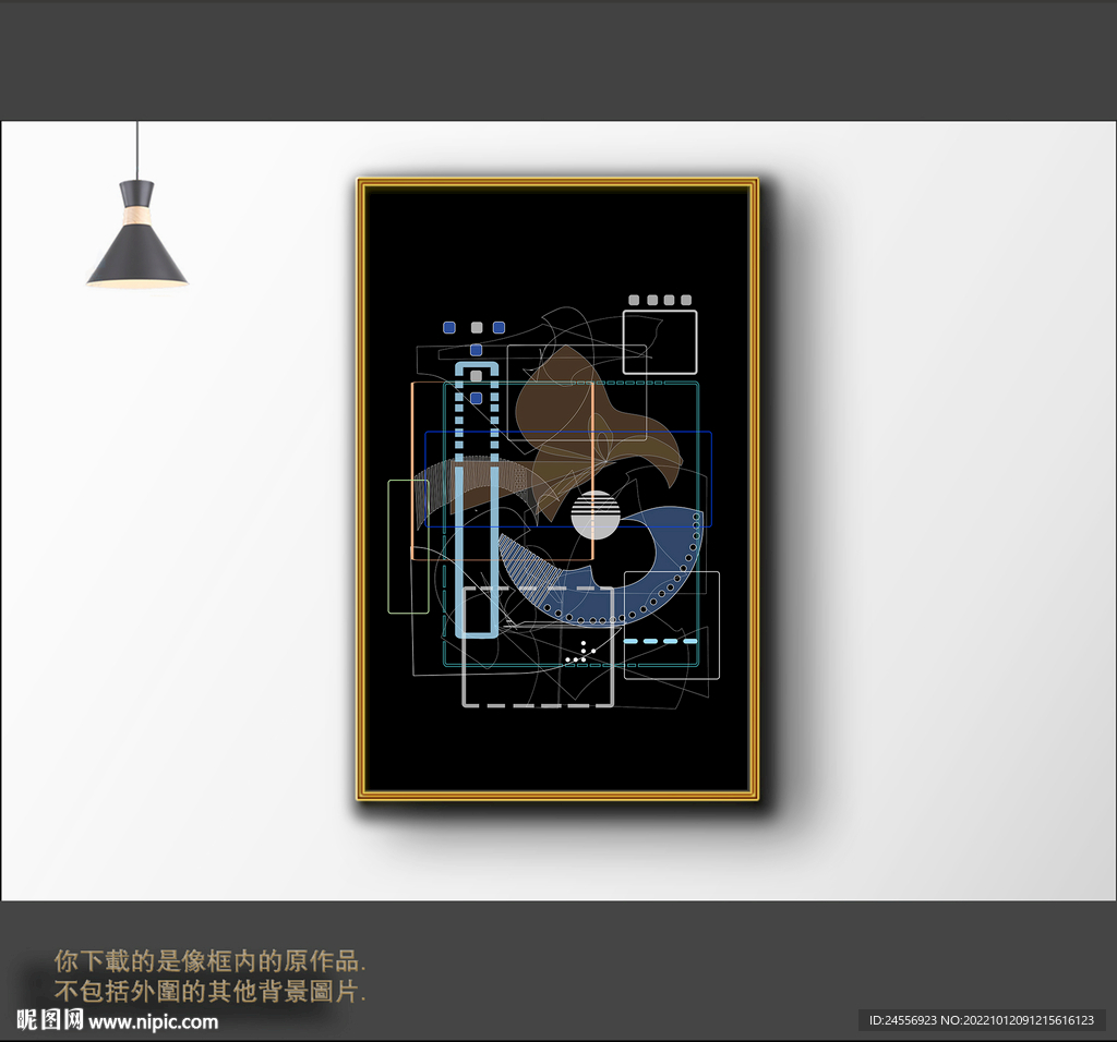抽象拼接线条色块装饰画