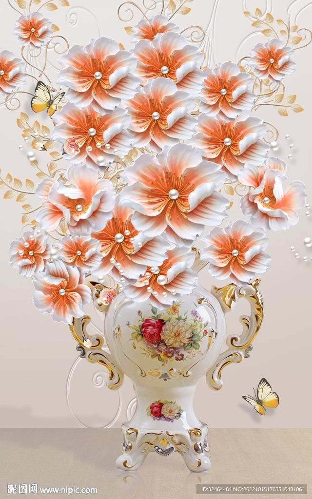 高端清晰立体珠宝花玄关