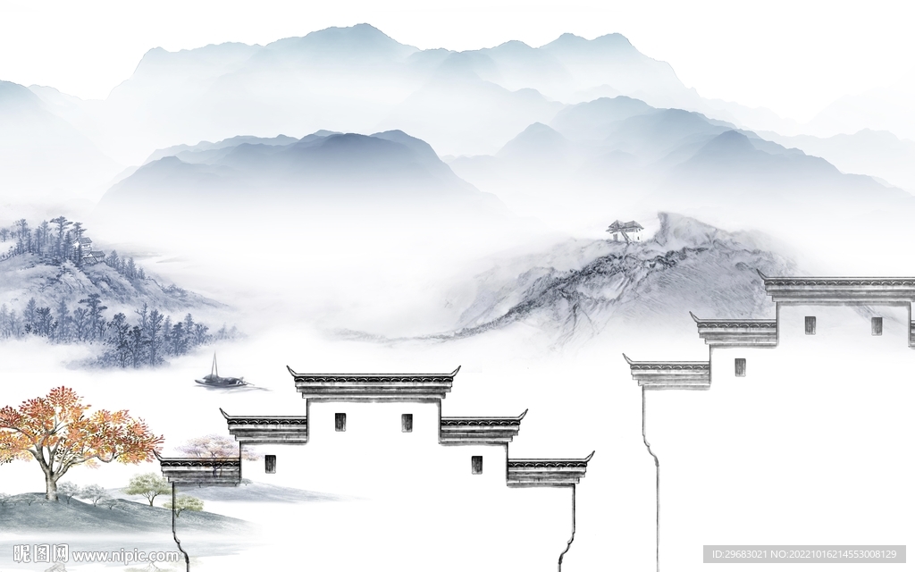 人气中式新山水画 tIF分层