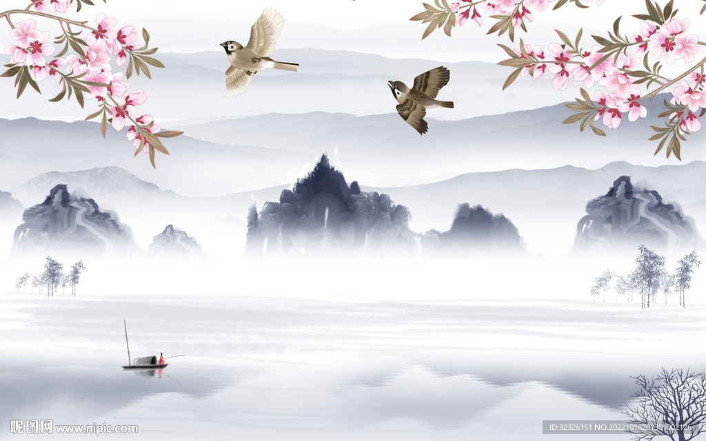 人气 中式山水新画 tif分层