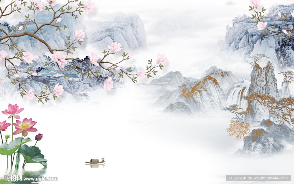 爆款意境山水新画 tif分层