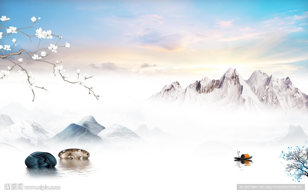 高档意境山水新画 tif分层