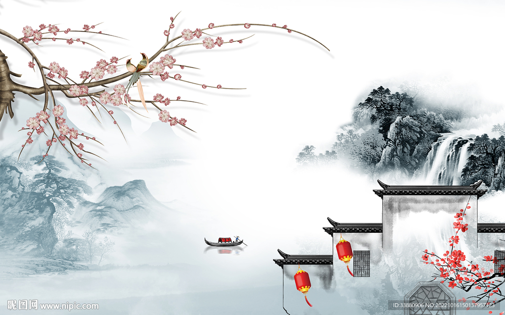 简约最新款山水画 tif分层