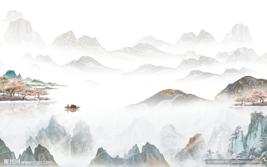 高端最新款山水画 tif分层