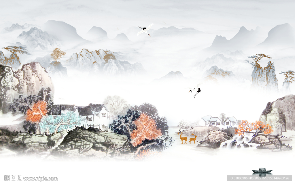 高档 最新款山水画 tif分层