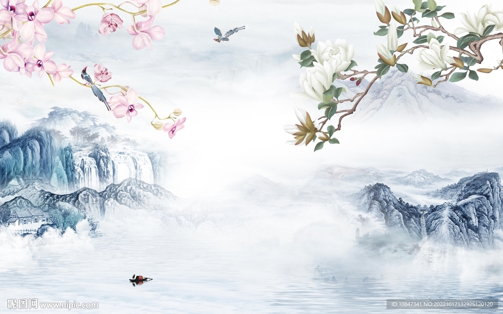 新中式风景山水图 TIf分层