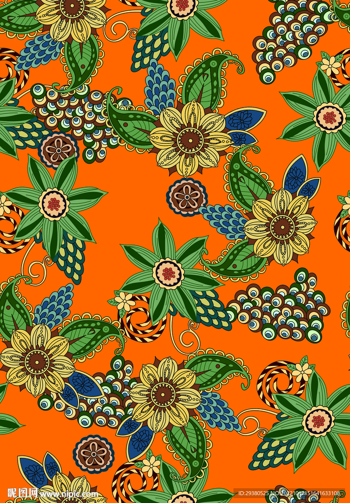 名族风 腰果花  数码印花 