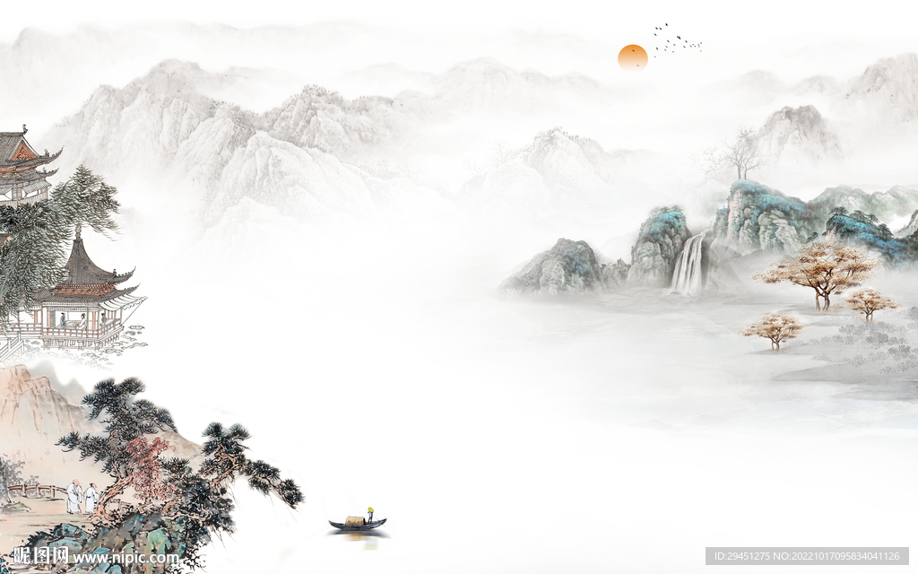 爆款简约新山水画 Tif分层