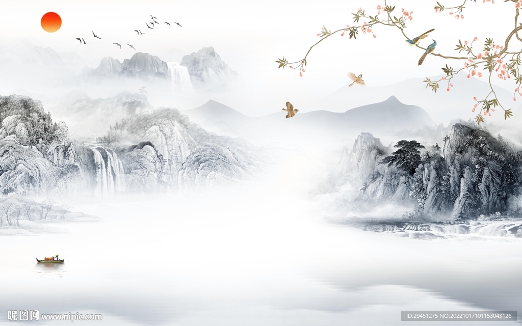 中式简约新山水画 Tif分层