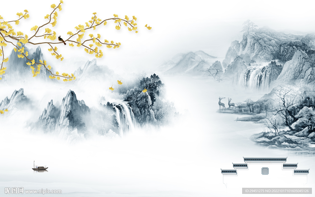 意境简约新山水画 Tif分层