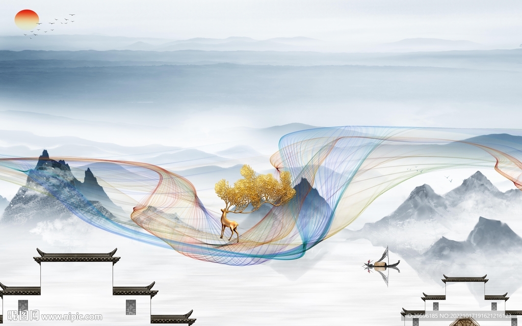 新款新高档山水画 TIF分层