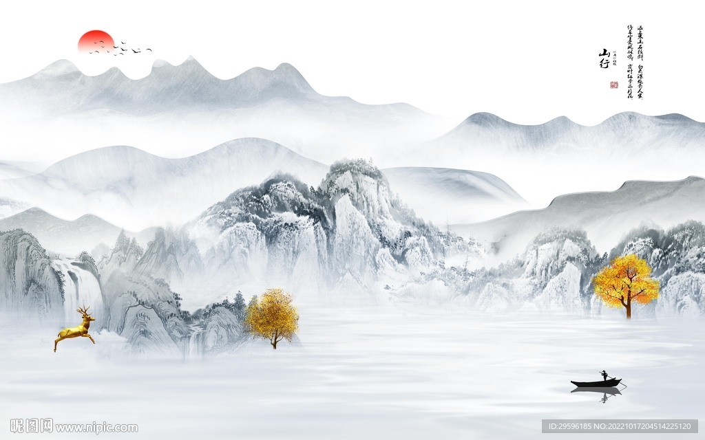 高端 新高档山水画 TIF分层