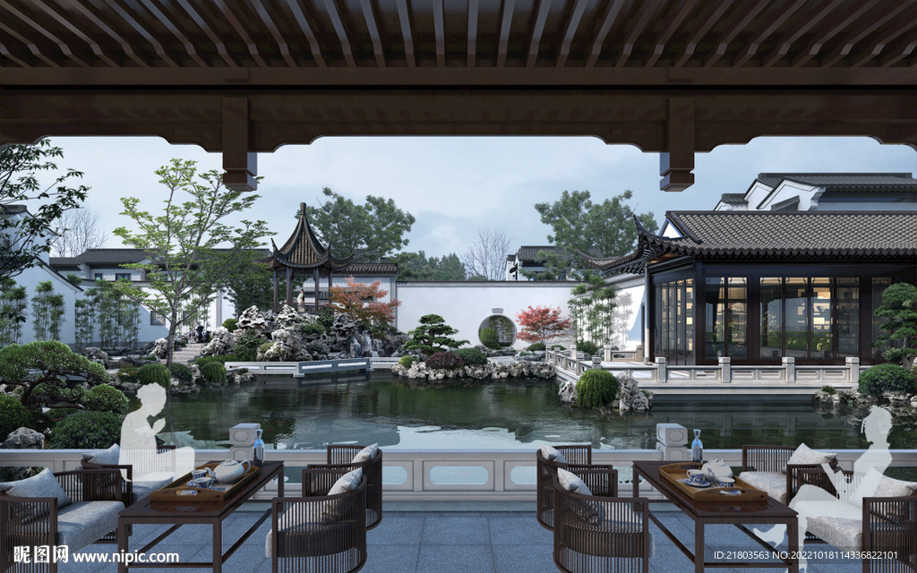 古建效果图景观效果图徽派效果图