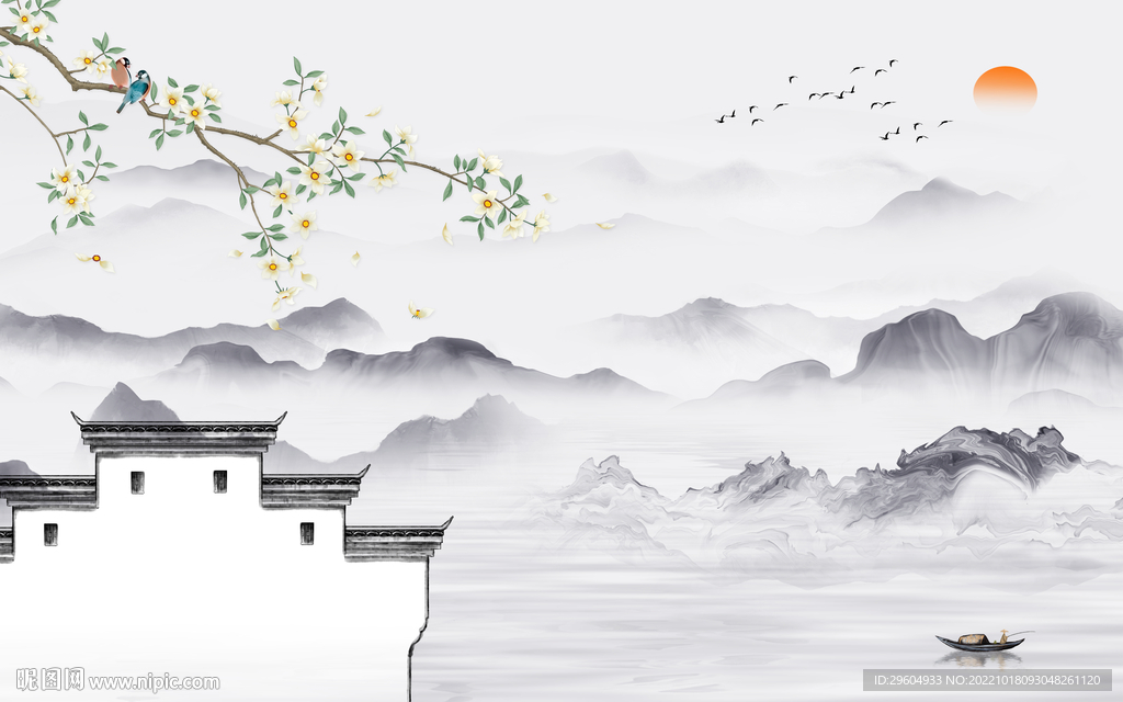 花鸟现代大气山水 TIf分层